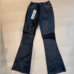 NWT I.AM.GIA Desiree Studded Vegan Leather Black Pants, Size XS